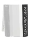 Emporio Armani Logo-embellished Striped Scarf In Black