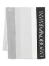 Emporio Armani Logo-embellished Striped Scarf In Black