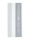 Emporio Armani Stole With Stripes And Fringed Edges In Gray