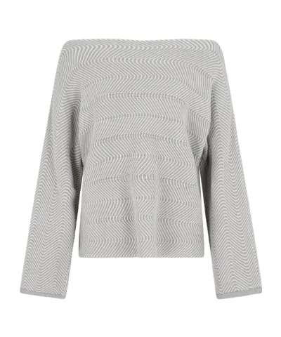 Emporio Armani Striped Sweater In Gray