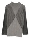 Emporio Armani Long Sleeve Striped Mock Neck Top In Gray