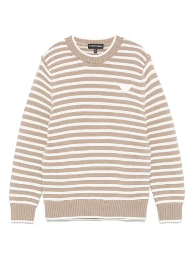 Emporio Armani Kids' Striped Sweater In Green