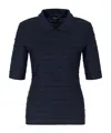Emporio Armani Frill Striped Top In Blue