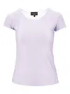 Emporio Armani Striped Scoop-neck Viscose T-shirt In Purple