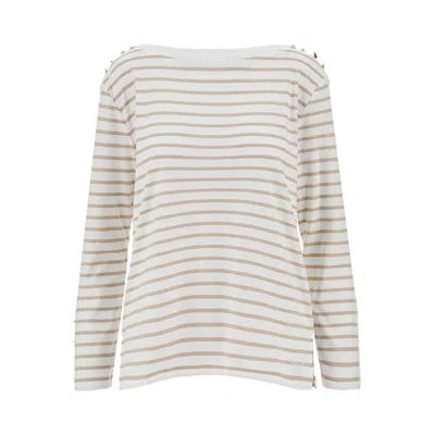 Emporio Armani Long-sleeved Striped Knit Sweater In Gray