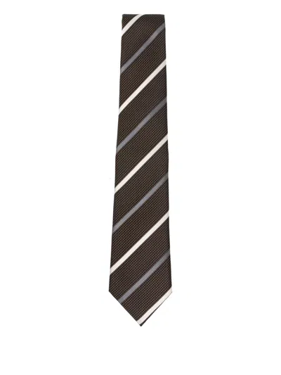 Emporio Armani Striped Tie In Black