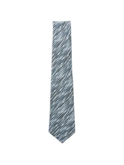 Emporio Armani Striped Tie In Blue