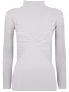 Emporio Armani Fitted Striped Long Sleeve Knit Top In White