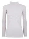 Emporio Armani Fitted Striped Long Sleeve Knit Top In White