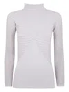 Emporio Armani Fitted Striped Long Sleeve Knit Top In Gray