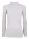 Emporio Armani Fitted Striped Long Sleeve Knit Top In White