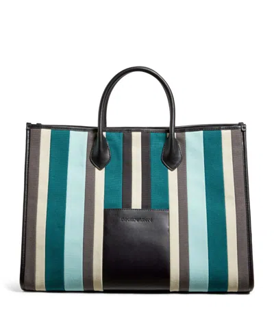 Emporio Armani Striped Tote Bag In Multi