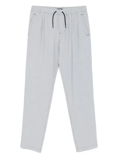 Emporio Armani Striped Trousers In Blue