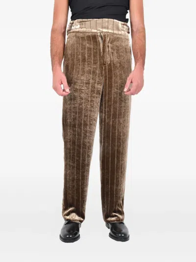 Emporio Armani High Waist Straight Leg Trousers In Brown