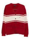 Emporio Armani V-neck Cardigan Made Of Plush-knit Virgin Wool In Red