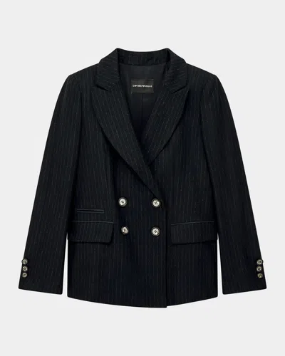 Emporio Armani Striped Wool-blend Blazer In Striped Bl