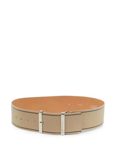 Pre-owned Emporio Armani Stripe-detail Tongue-buckle Belt In Neutral