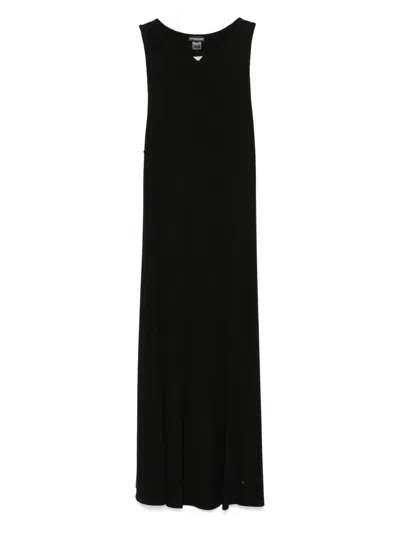Emporio Armani Studded Logo Jersey Dress In Black
