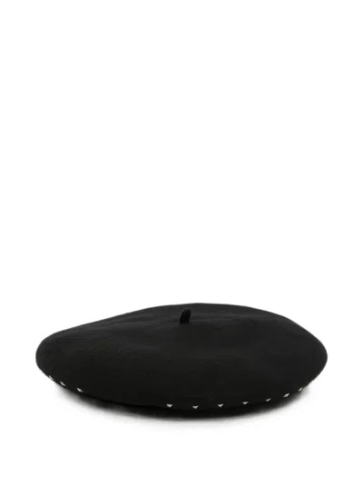 Emporio Armani Studded Logo-embroidered Beret In Neutral