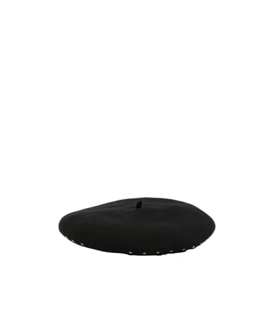 Emporio Armani Studded Logo-embroidered Beret In Black