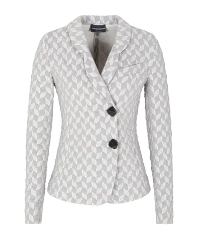 Emporio Armani Single Breasted Blazer In Gray