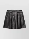 Emporio Armani Stylish Leather Skirt With Pleats And Pockets In Black