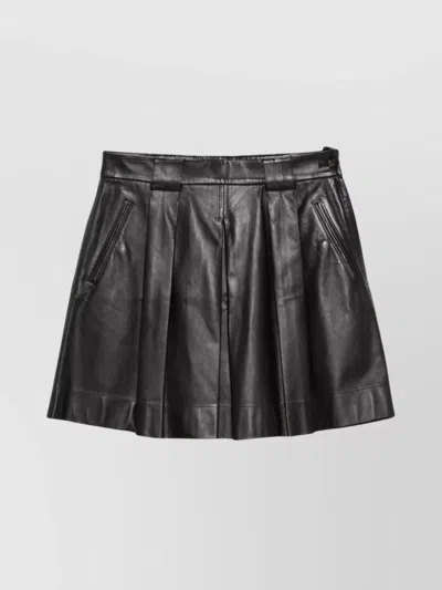 EMPORIO ARMANI STYLISH LEATHER SKIRT WITH PLEATS AND POCKETS