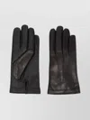 Emporio Armani Stylish Perforated Leather Hand Coverings In Black