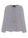 Emporio Armani Crew Neck Pleated Front Blazer With Shoulder Pads