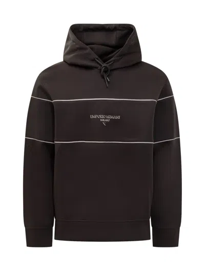 Emporio Armani Stylish Sweatshirt With Hood And Logo In Nero