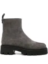 Emporio Armani Chunky Sole Ankle Boots With Suede Finish In Brown