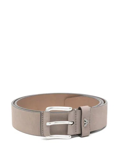 Emporio Armani Suede Belt In Grey