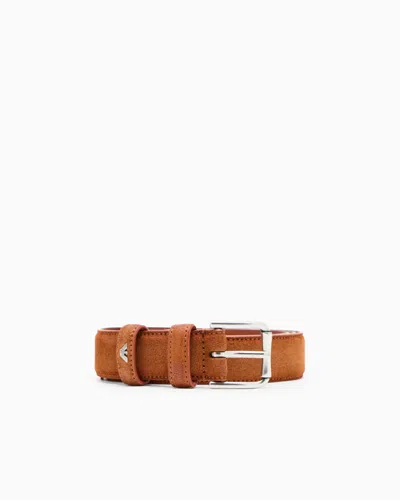 Emporio Armani Suede Belt In Orange