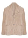 Emporio Armani Relaxed Fit Goat Suede Blazer In Neutrals