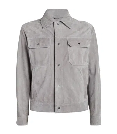 Emporio Armani Suede Jacket In Grey