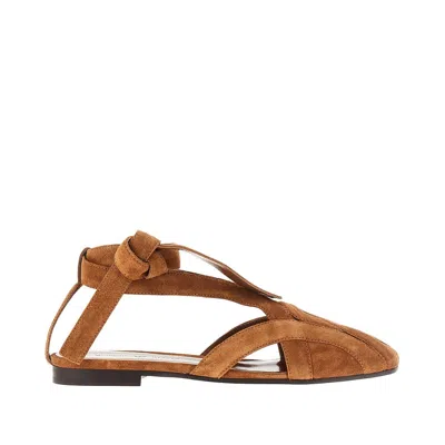 Emporio Armani Suede Leather Sandals In Brown