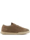 Emporio Armani Brown Calf Leather Sneakers In Brown