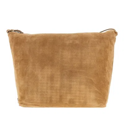 Emporio Armani Suede Leather Xl Hobo Bag In Sand