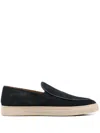 Emporio Armani Multi-striped Suede Slip-ons In Blue