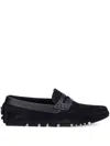Emporio Armani Official Store Driver-mokassins Aus Mikroperforiertem Veloursleder In Black