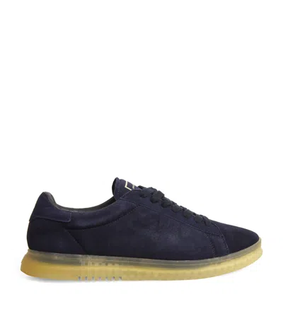 Emporio Armani Suede Low-top Sneakers In Blue