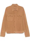Emporio Armani Perforated Goatskin Suede Jacket In Neutrals