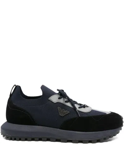 Emporio Armani Suede Sneakers In Blue