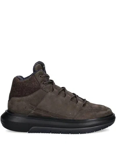 Emporio Armani Suede Sneakers In Brown