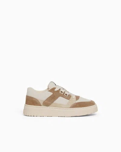 Emporio Armani Kids' Suede Sneakers In Neutral