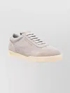 Emporio Armani Suede Upper Low Top Sneakers With Rubber Sole In Neutral