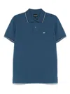Emporio Armani Logo Cotton Polo Shirt In Blue