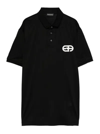 Emporio Armani Eagle-logo Polo Shirt In Black