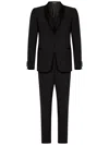 Emporio Armani Tailored Black Virgin Wool Suit With Satin Lapel In Black