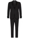 Emporio Armani Tailored Black Virgin Wool Suit With Satin Lapel In Black